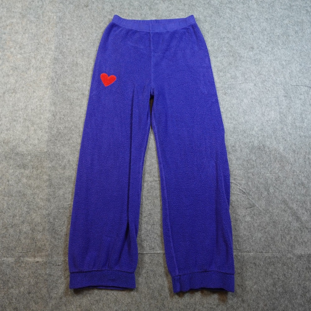 Sundry Joggers Womens Extra Small 0 Blue Fleece Pull On Sweatpants‎ Heart Fleece